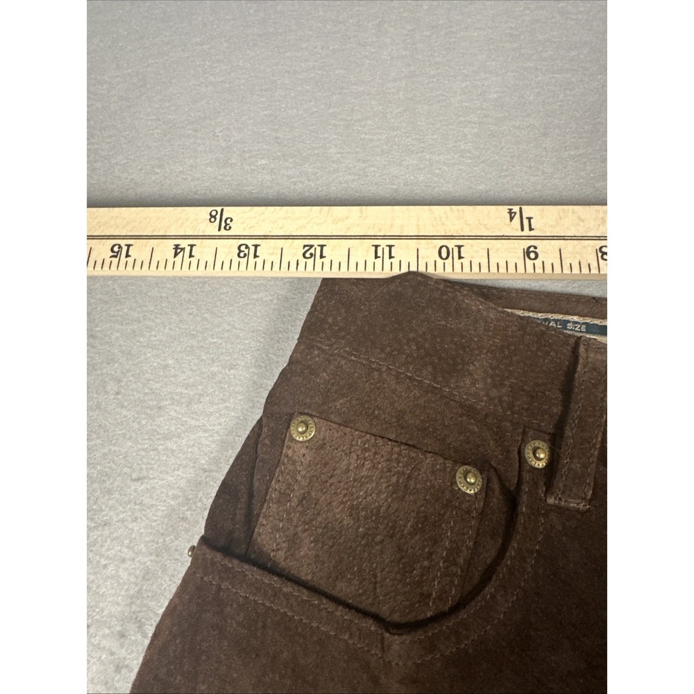Vintage Exp Jeans By Express Suede Leather Pants W 1/2 High Rise Chocolate Brown - Picture 4 of 8
